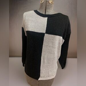 Vintage Shenanigans Sweater Black & Silver Color Block Size Medium 90’s.